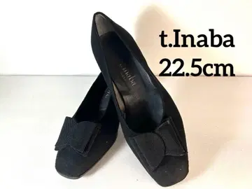 t.Inaba 블랙 리본 포함 낮은 힐 펌프스