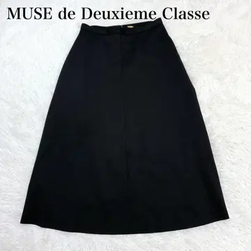 [ 새상품급 ] 뮤즈 두지엠 클라세 플레어 롱 스커트 블랙 울 M