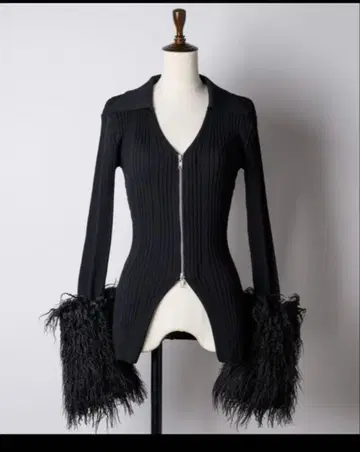 la belle Etude 2way 리브 슬릿 가디건 블랙