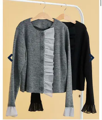 maronenonfee 프릴 니트 가디건