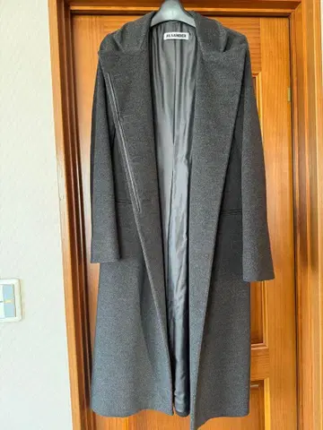 질샌더 그레이 울 롱 코트