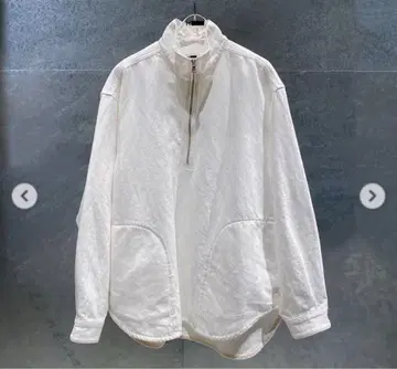 H beauty&youth 화이트 하프 지퍼 데님 풀오버 S