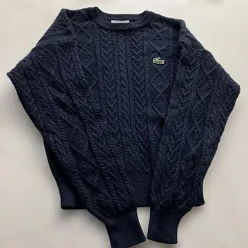 LACOSTE 네이비 케이블 짜임 니트 구제 빈티지