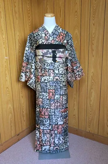 기하학 패턴 코몬 기모노 세미 앤티크