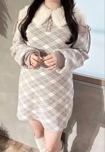 evelyn 퍼 옷깃 니트 OP