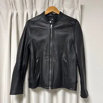 HARE 블랙 레더 싱글 라이더스 재킷