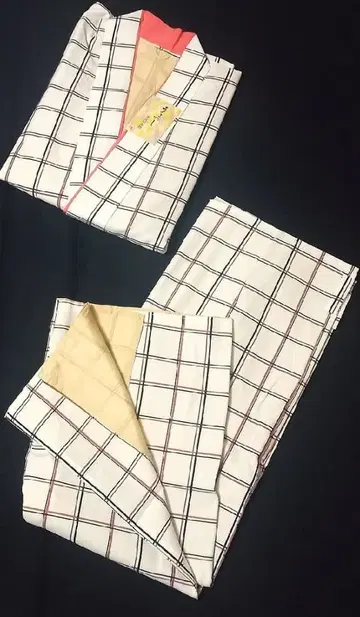 니부시키 기모노 M 사이즈 [ 격자*아이보리 ]