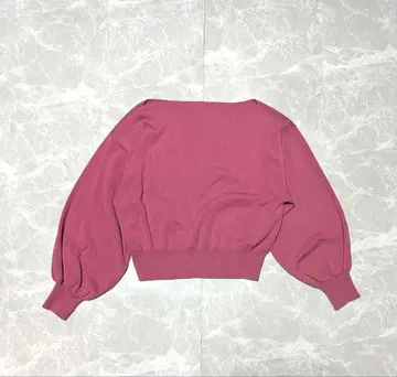 eimy istoire 볼륨 슬리브 숏 기장 니트탑 핑크