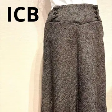 ICB 플레어 스커트 일본제 트위드풍 11호 브라운 844
