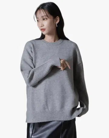크루넥 니트 풀오버 여성용 나노 유니버스 라이트 그레이