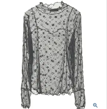 [ 새상품급 ] CANDY STRIPPER 별 패턴 시어 상의 블랙 스타