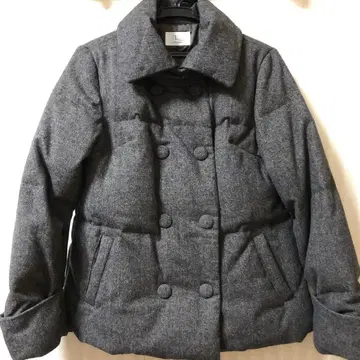 그레이 더블 브레스트 다운 자켓