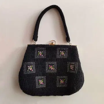 홍콩제 비즈 자수 백 빈티지 가마구치 비즈 백