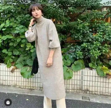 CLANE UP NECK PUFF SLEEVE KNIT OP