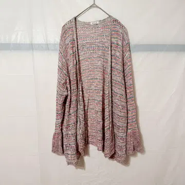 새상품급 Westport 멀티 컬러 가디건 3X 긴팔 프릴 소매