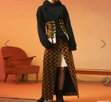 Irene 자카드 스커트 자카드 롱 스커트 리스테아 꽃무늬