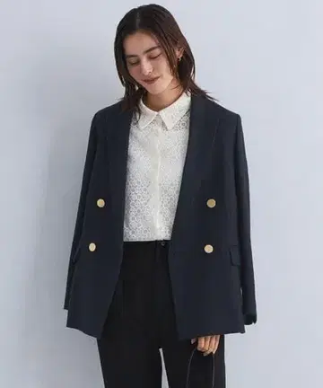 골드 버튼 더블 자켓 네이비 38