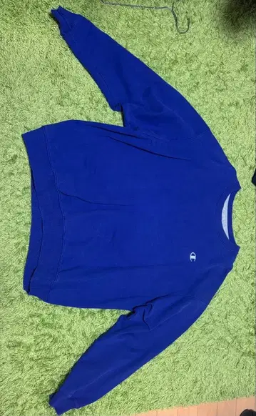 Champion 파랑 맨투맨 기장 짧음