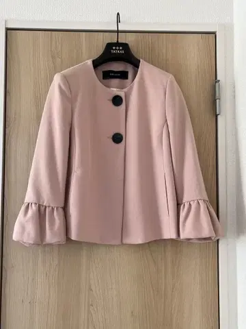 ZARA BASIC 핑크 노카라 자켓 프릴 소매