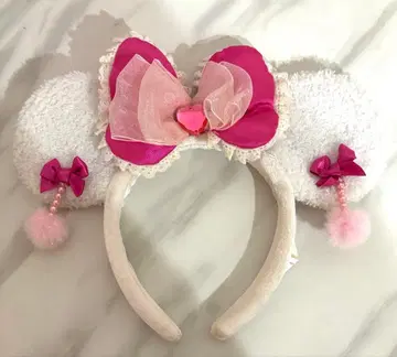 디즈니 귀찌 머리띠 화이트 핑크