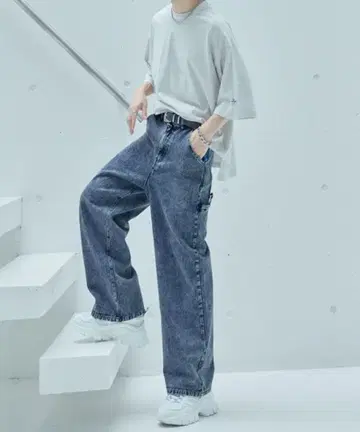 ADAMASTE 페인터 데님 팬츠