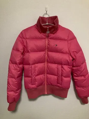 토미걸 다운 자켓 핑크 여성용 M Y2K 숏 기장