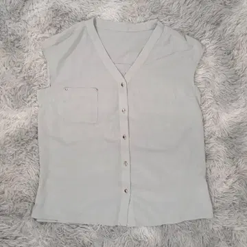 저스길리티 블라우스 M 슬리브리스 그레이지 V넥 고급