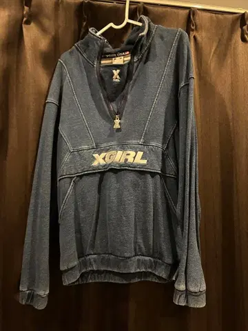 XGIRL 다크 블루 하프 지퍼 후드티 M