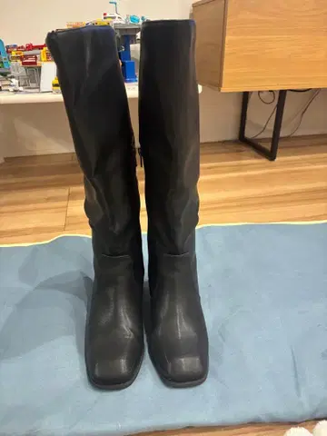 블랙 롱 부츠 중간 힐