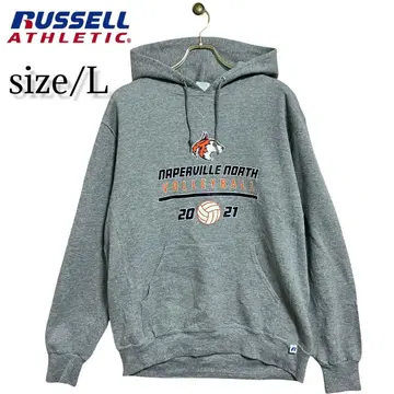 러셀 애슬레틱 후드 맨투맨 프린트 그레이 L 사이즈