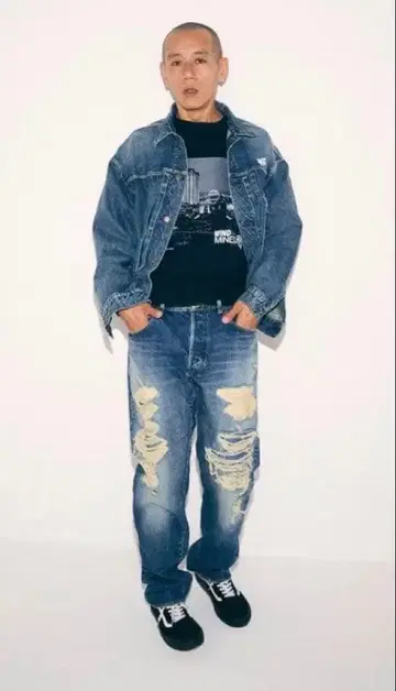 MINEDENIM x WINDANDSEA 데미지 데님 30