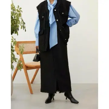 crie conforto 믹스 트위드 베스트 스커트