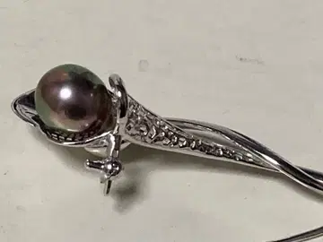 실버와 펄 브로치 약 5cm