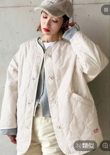 [ JaVa 자바 콜라보 ] 노카라 퀼팅 코트 아이보리