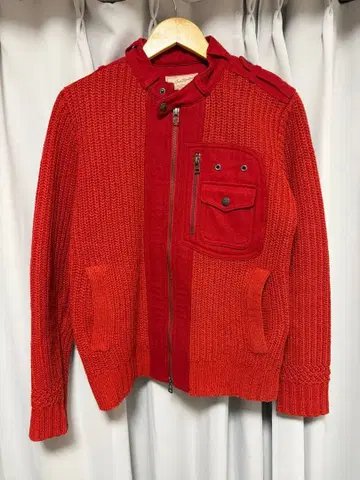 AVIREX 니트 라이더 자켓 RED