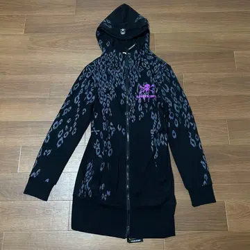 00's LOVER'S ROCK 레오파드 무늬 하이넥 풀 집업 후드티