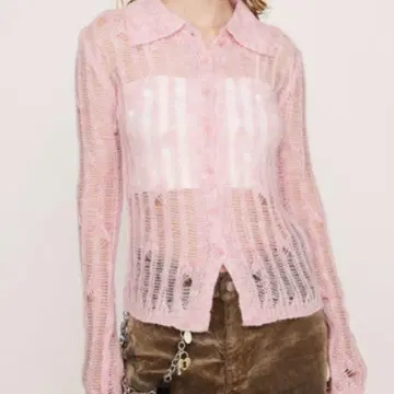 SLY 데미지 니트 가디건 damage knit cardigan