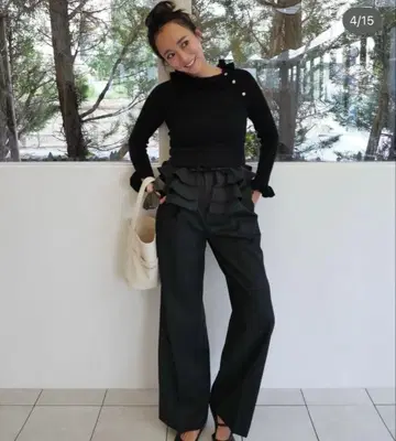 rosy monster 울 페플럼 와이드 팬츠