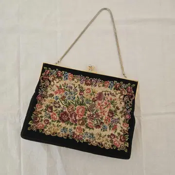 [ 레어 ] 앤티크 프티포원 백 자수 핸드백