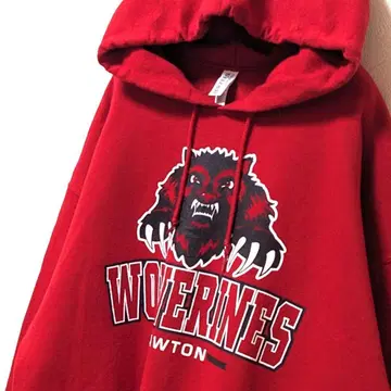 저지 로튼 울버린 로고 후드 맨투맨 레드 빨간색 L 구제 의류