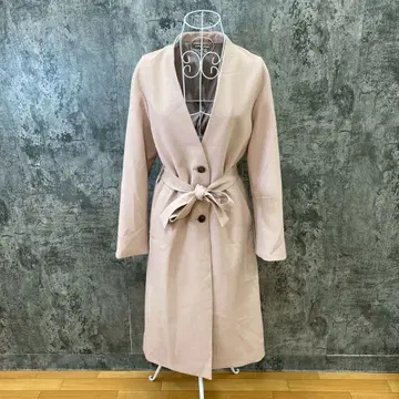 PLST 플라스테 노카라 롱 코트 벨트 포함 더스티 핑크 (M)