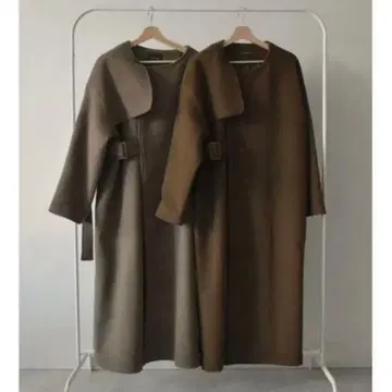 LavishGate 사이드 벨트 노카라 울 트렌치코트