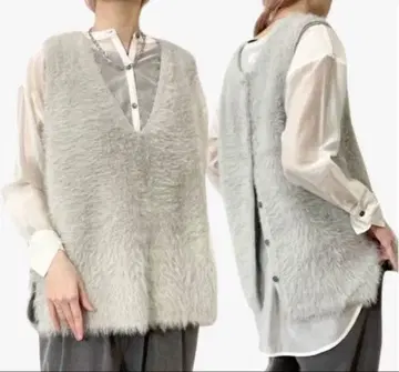 siro de labonte 2way 샤기 니트 베스트 차콜