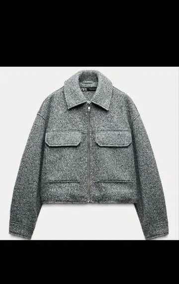 자라 부클레 크롭 자켓 아우터 M 그레이 코트 숏 기장