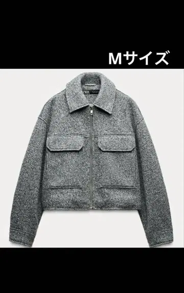 자라 부클레 크롭 자켓 아우터 M 그레이 코트 숏 기장