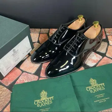 [ 새상품급 ] 크로켓 & 존스 참 블랙 페이턴트 가죽 가죽 신발 27