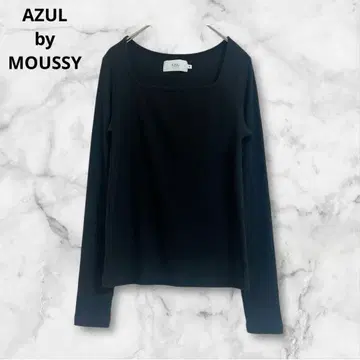 아줄바이마우지 블랙 긴팔 티셔츠 M 코튼 혼방 심플 무지