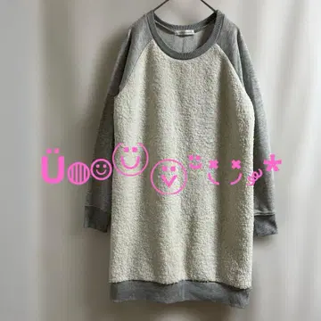 로리즈팜 앞 모코모코 맨투맨 원피스 화이트 x 그레이