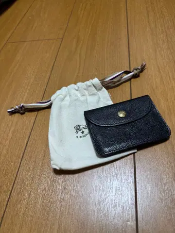 IL BISONTE 블랙 가죽 카드 케이스