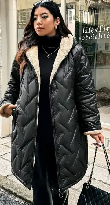 블랙 롱 다운 자켓